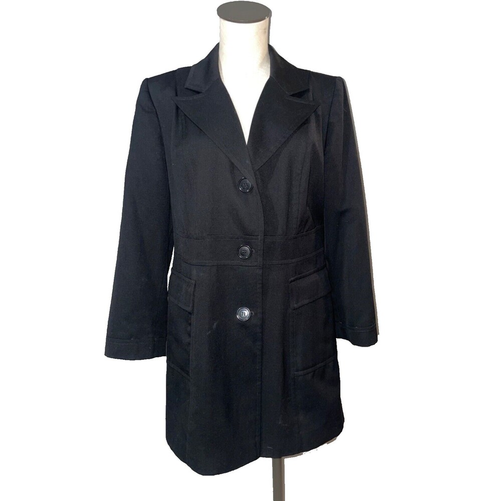 Jonathan Michael Women's Black 100% Wool Coat size 8 made in USA Quiet Luxury